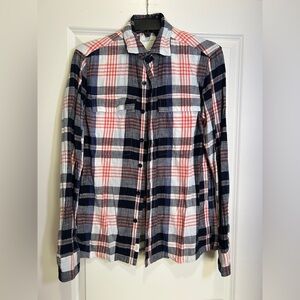 American Eagle Outfitters Blue and Orange Casual Button Down Shirt